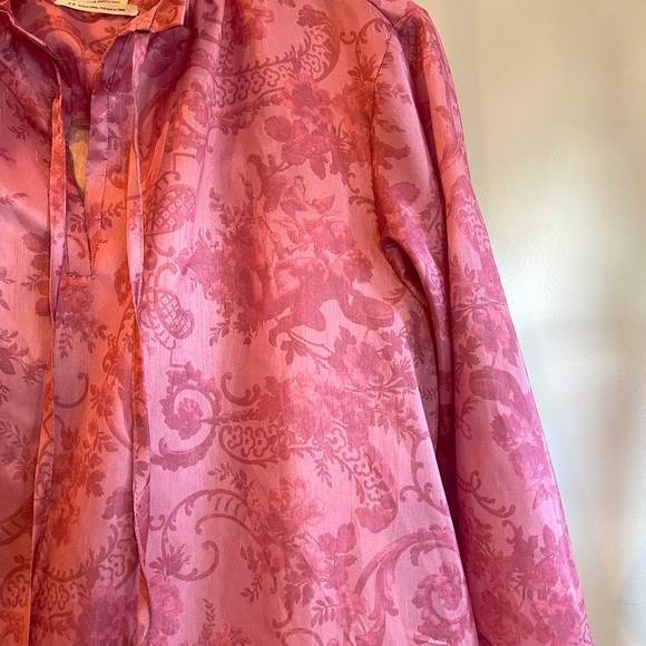 SZ S - Laura Ashley & Urban Outfitters Pink Anna Tie Neck Dress! - Picture 2 of 11